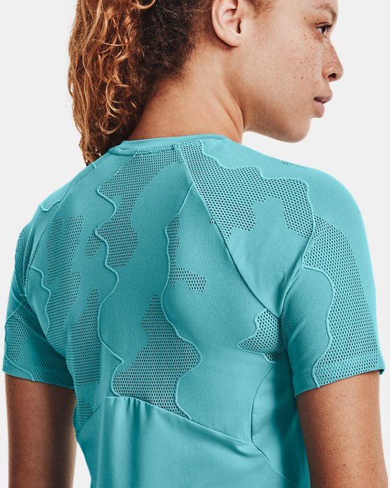 Women's UA RUSH™ Vent Short Sleeve, Blue, pdpMainDesktop image number 3
